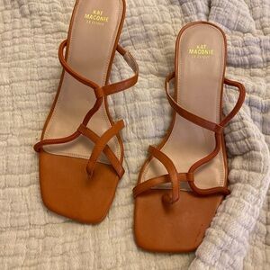 Kat Meconie Women’s Leather Le Clinque Women’s Orange Heels Size US 8 Strappy